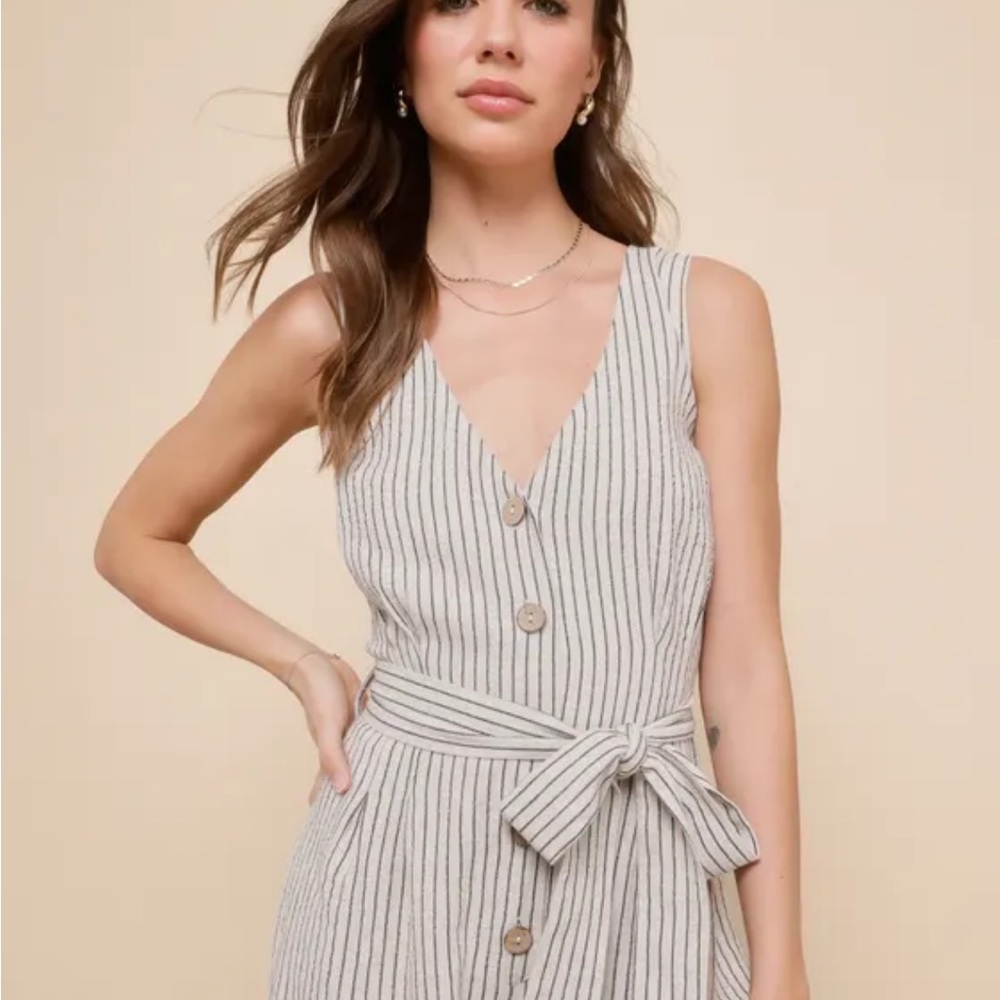 Striped Sleeveless Dress with Bow